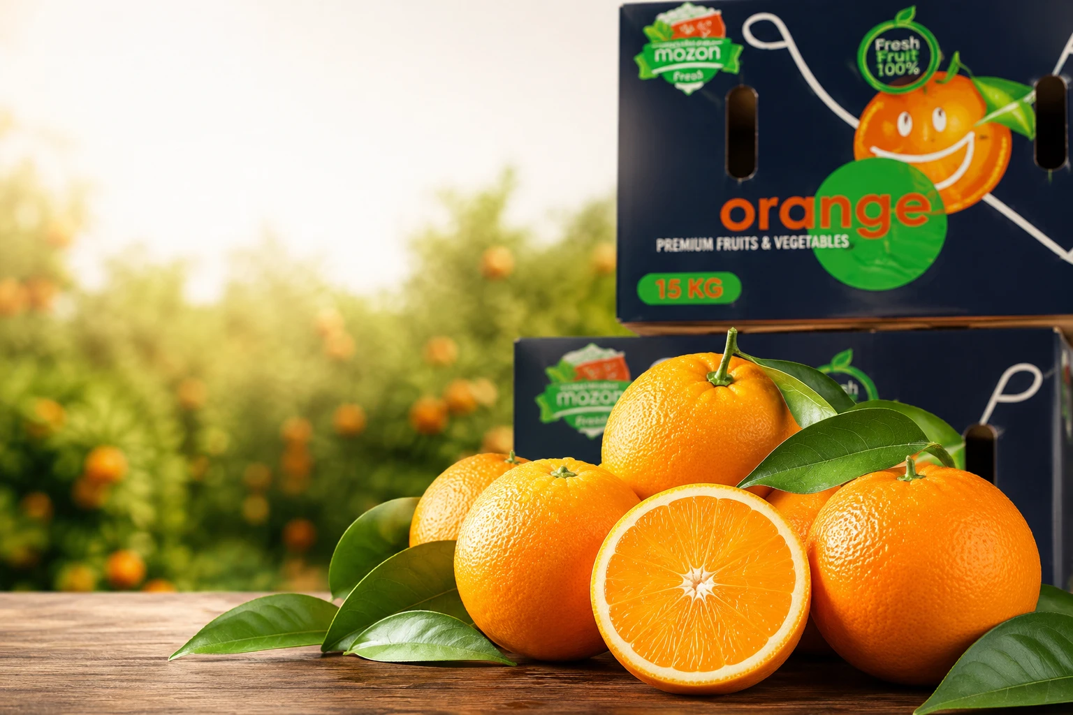 Mozon Group orange export cartons prepared for shipment